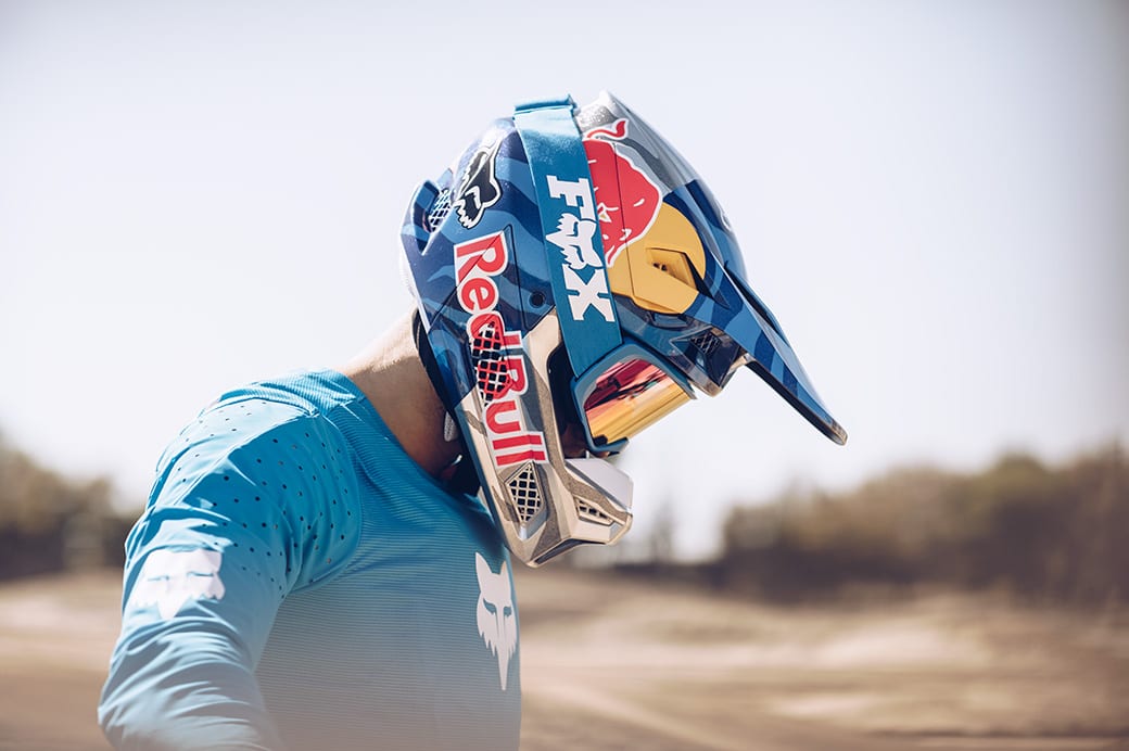 Fox red cheap bull motocross helmet