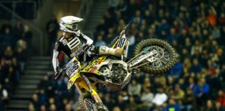 SR75 HRS Suzuki victorious at Belfast Arenacross Charles Lefrancois