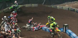 2016 Monster Energy Arenacross opening round rocks Manchester Arena