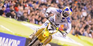 AMA Supercross: James Stewart celebrates podium at Indy