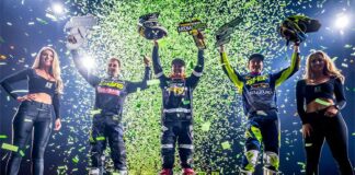 2018 Arenacross London report Cedric Soubeyras AX London podium 2018
