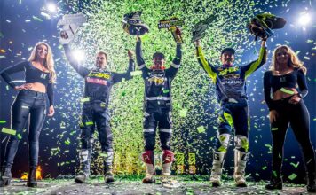 2018 Arenacross London report Cedric Soubeyras AX London podium 2018