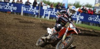 Barragan on MX1 top step at Milton Park