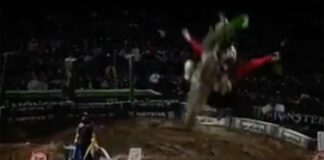 Tyler Bowers scary Ghost Ride at Oakland Supercross Tyler Bowers AMA Supercross Oakland 2018