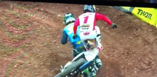 Austin Forkner and Zach Osborne collide at Atlanta SX