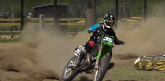 Joey Crown ripping the KX125 at Baja Acres
