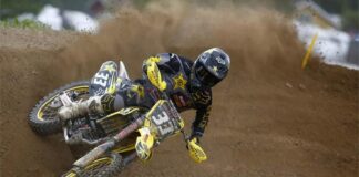 Julien Lieber set for Standing Construct KTM saddle next to star Guillod