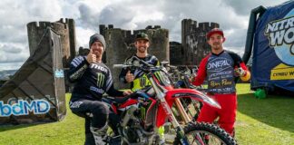 Watch: World’s first synchronised, double backflip at stunning Welsh castle