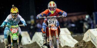 Sheffield Supermen line up at the Motorpoint Arena for UK Arenacross