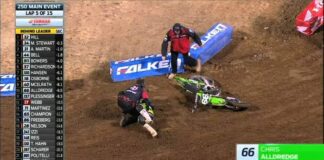 Video: Chris Alldredge gets head stuck under bike at Oakland Supercross