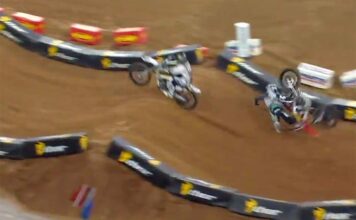 Video: Malcolm Stewart and Zach Osborne crashes in Houston SX Heat Race